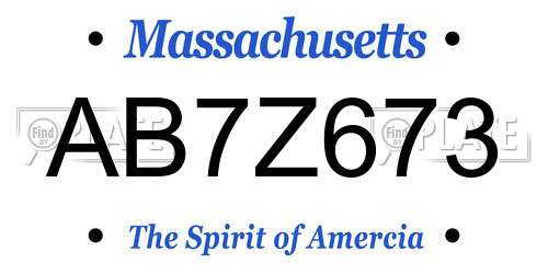 AB7Z673 Massachusetts License Plate