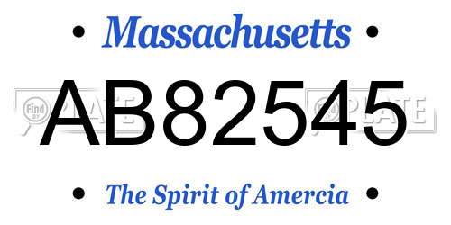 AB82545 Massachusetts License Plate