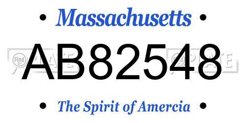 AB82548 Massachusetts License Plate