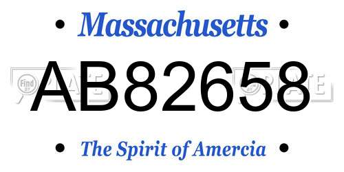 AB82658 Massachusetts License Plate