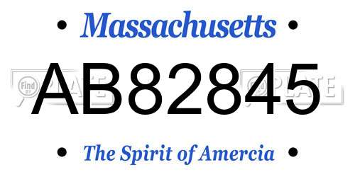 AB82845 Massachusetts License Plate
