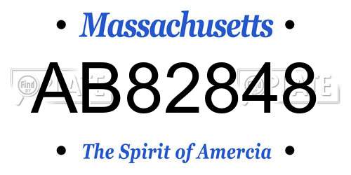 AB82848 Massachusetts License Plate