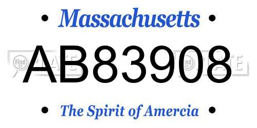 AB83908 Massachusetts License Plate