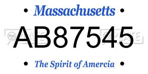 AB87545 Massachusetts License Plate