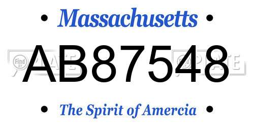 AB87548 Massachusetts License Plate