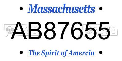 AB87655 Massachusetts License Plate