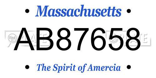 AB87658 Massachusetts License Plate
