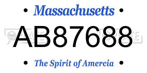 AB87688 Massachusetts License Plate