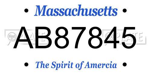 AB87845 Massachusetts License Plate