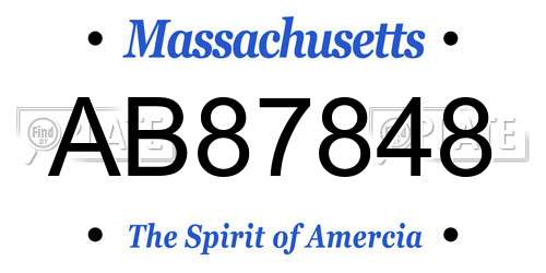 AB87848 Massachusetts License Plate