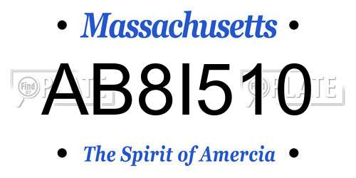 AB8I510 Massachusetts License Plate