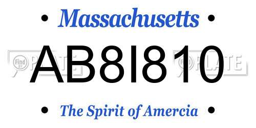 AB8I810 Massachusetts License Plate