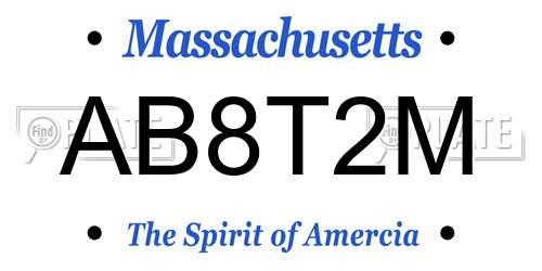 AB8T2M Massachusetts License Plate