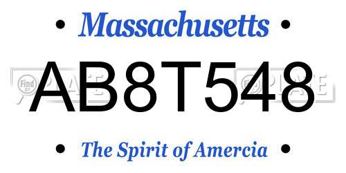 AB8T548 Massachusetts License Plate