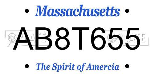 AB8T655 Massachusetts License Plate