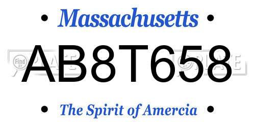 AB8T658 Massachusetts License Plate