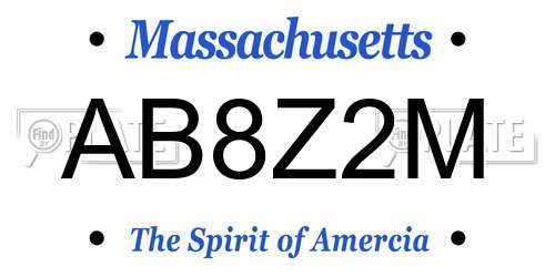 AB8Z2M Massachusetts License Plate
