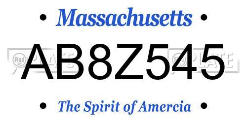 AB8Z545 Massachusetts License Plate