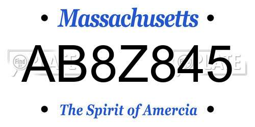 AB8Z845 Massachusetts License Plate