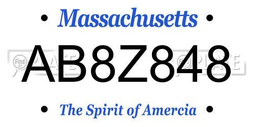 AB8Z848 Massachusetts License Plate