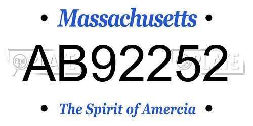 AB92252 Massachusetts License Plate