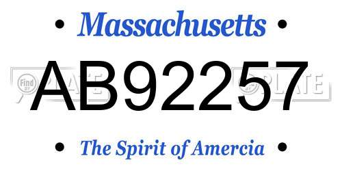 AB92257 Massachusetts License Plate