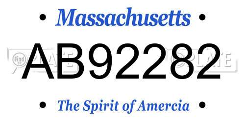 AB92282 Massachusetts License Plate