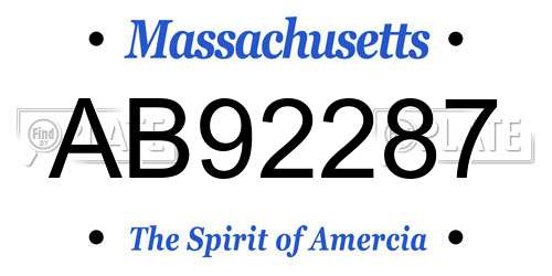 AB92287 Massachusetts License Plate