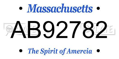 AB92782 Massachusetts License Plate