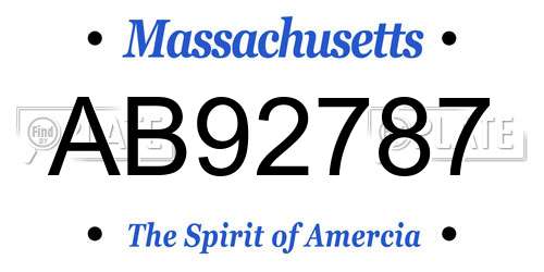 AB92787 Massachusetts License Plate