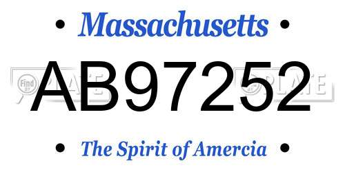 AB97252 Massachusetts License Plate