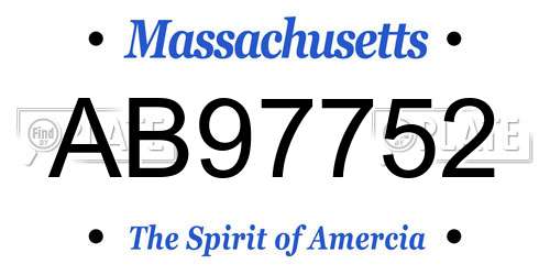 AB97752 Massachusetts License Plate