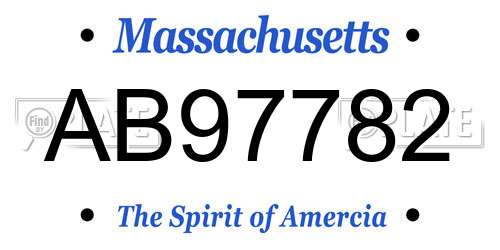 AB97782 Massachusetts License Plate