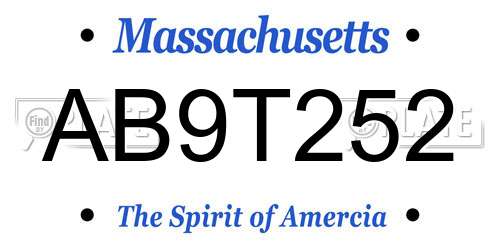 AB9T252 Massachusetts License Plate
