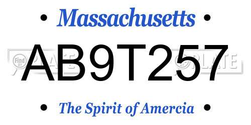 AB9T257 Massachusetts License Plate