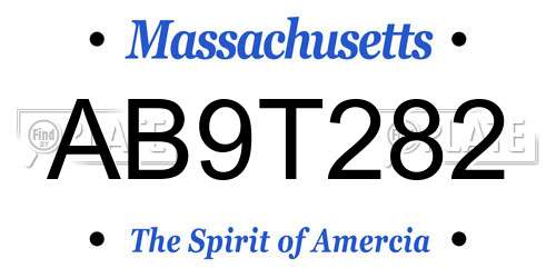 AB9T282 Massachusetts License Plate