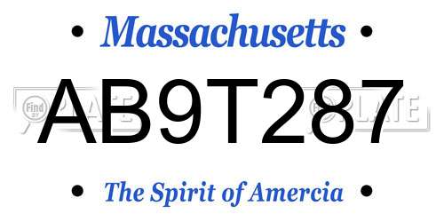AB9T287 Massachusetts License Plate