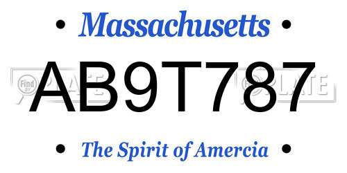 AB9T787 Massachusetts License Plate