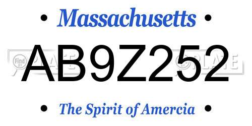 AB9Z252 Massachusetts License Plate