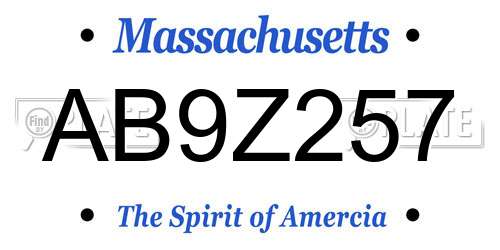AB9Z257 Massachusetts License Plate