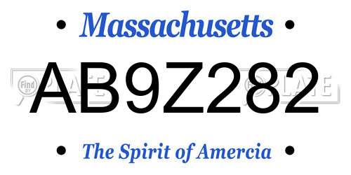 AB9Z282 Massachusetts License Plate