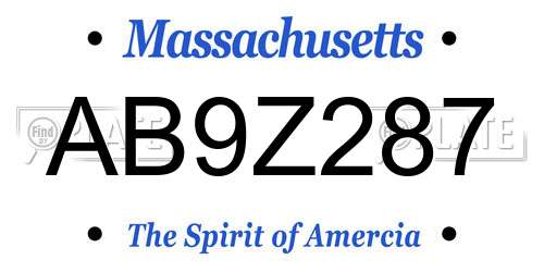 AB9Z287 Massachusetts License Plate