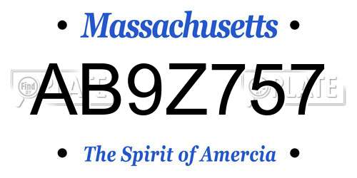AB9Z757 Massachusetts License Plate