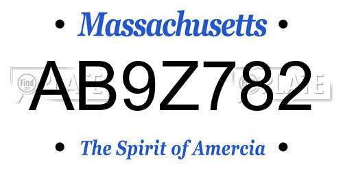 AB9Z782 Massachusetts License Plate