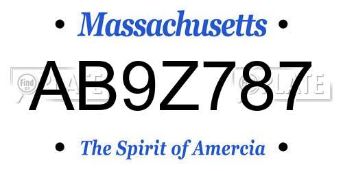 AB9Z787 Massachusetts License Plate
