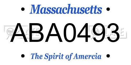 ABA0493 Massachusetts License Plate