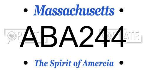 ABA244 Massachusetts License Plate