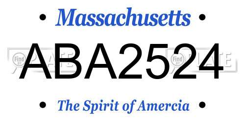 ABA2524 Massachusetts License Plate