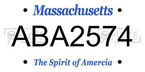 ABA2574 Massachusetts License Plate
