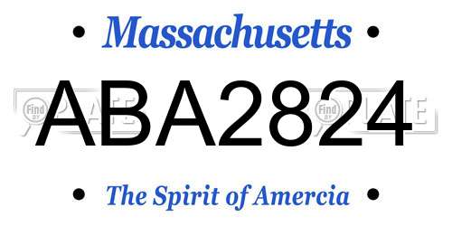ABA2824 Massachusetts License Plate